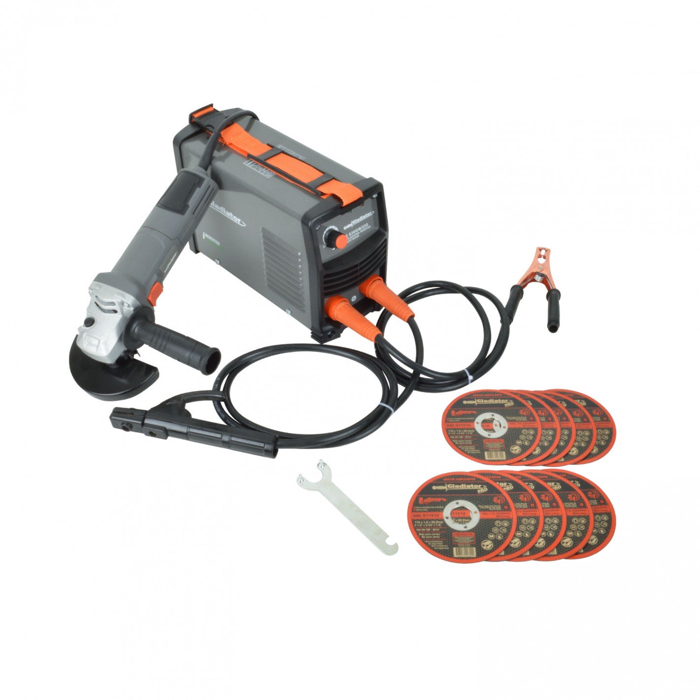 KIT SOLDADORA 200AMP+ESMERIL 4,5" + DISCOS IE 6200 (6200) - GLADIATOR
