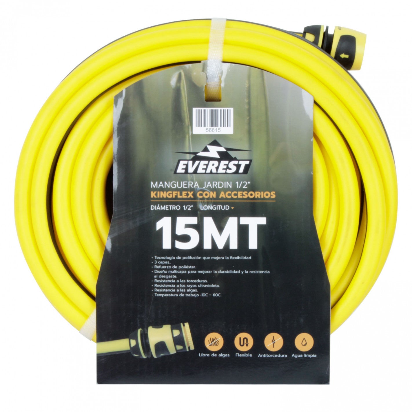 MANGUERA JARDIN 1/2" KINGFLEX 15 MT CON ACCESORIOS