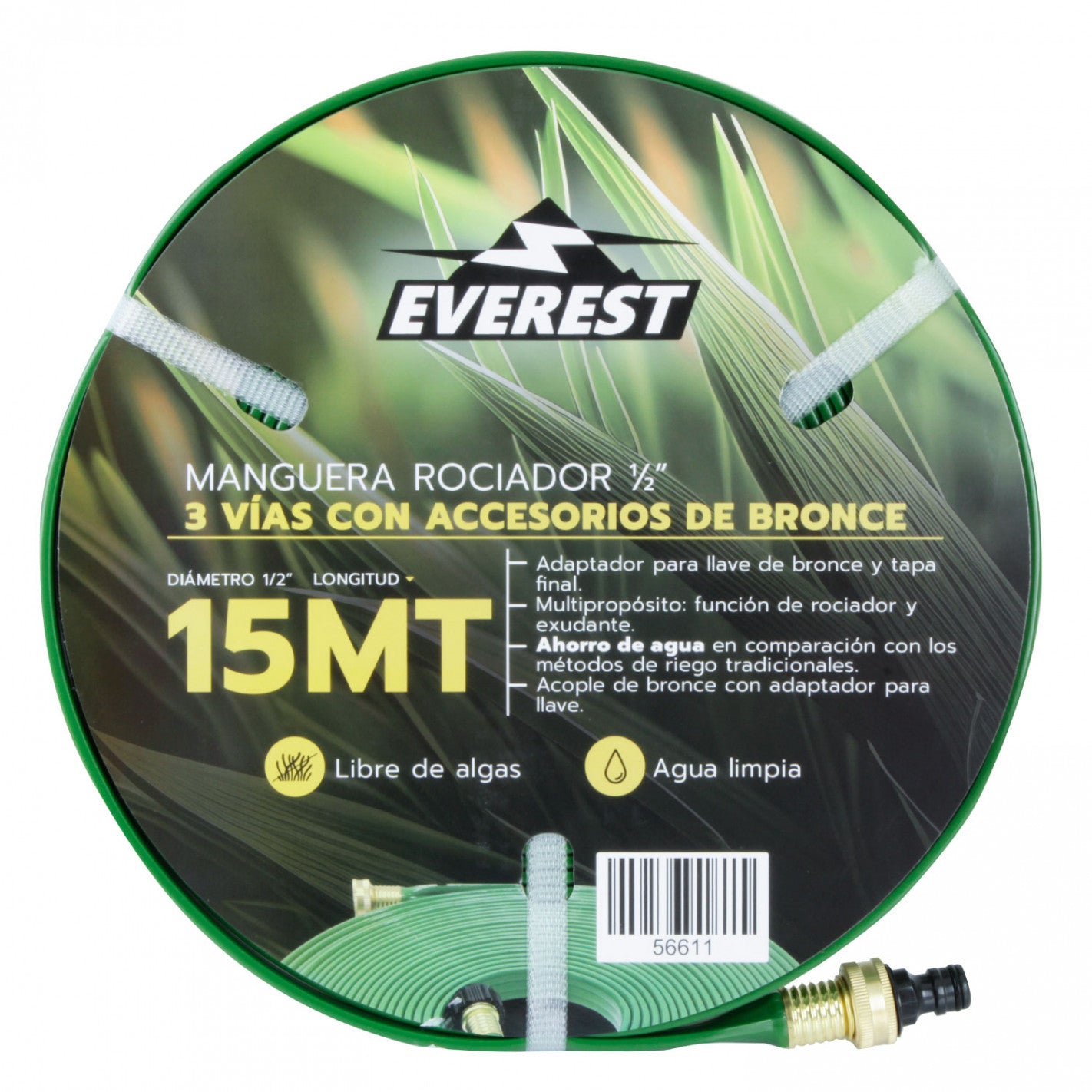 MANGUERA ROCIADOR 1/2 3 VIAS 15 MT C/ACC. BRONCE - EVEREST