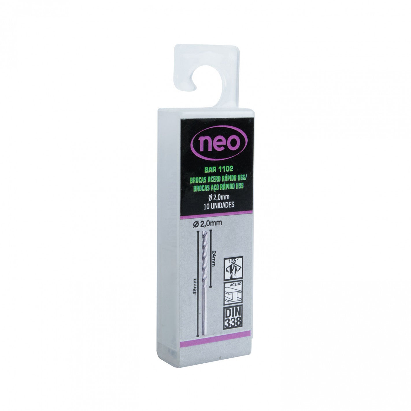 SET BROCAS HSS 2.0 x 49 mm x 10 unid BAR 1102 (1102) - NEO