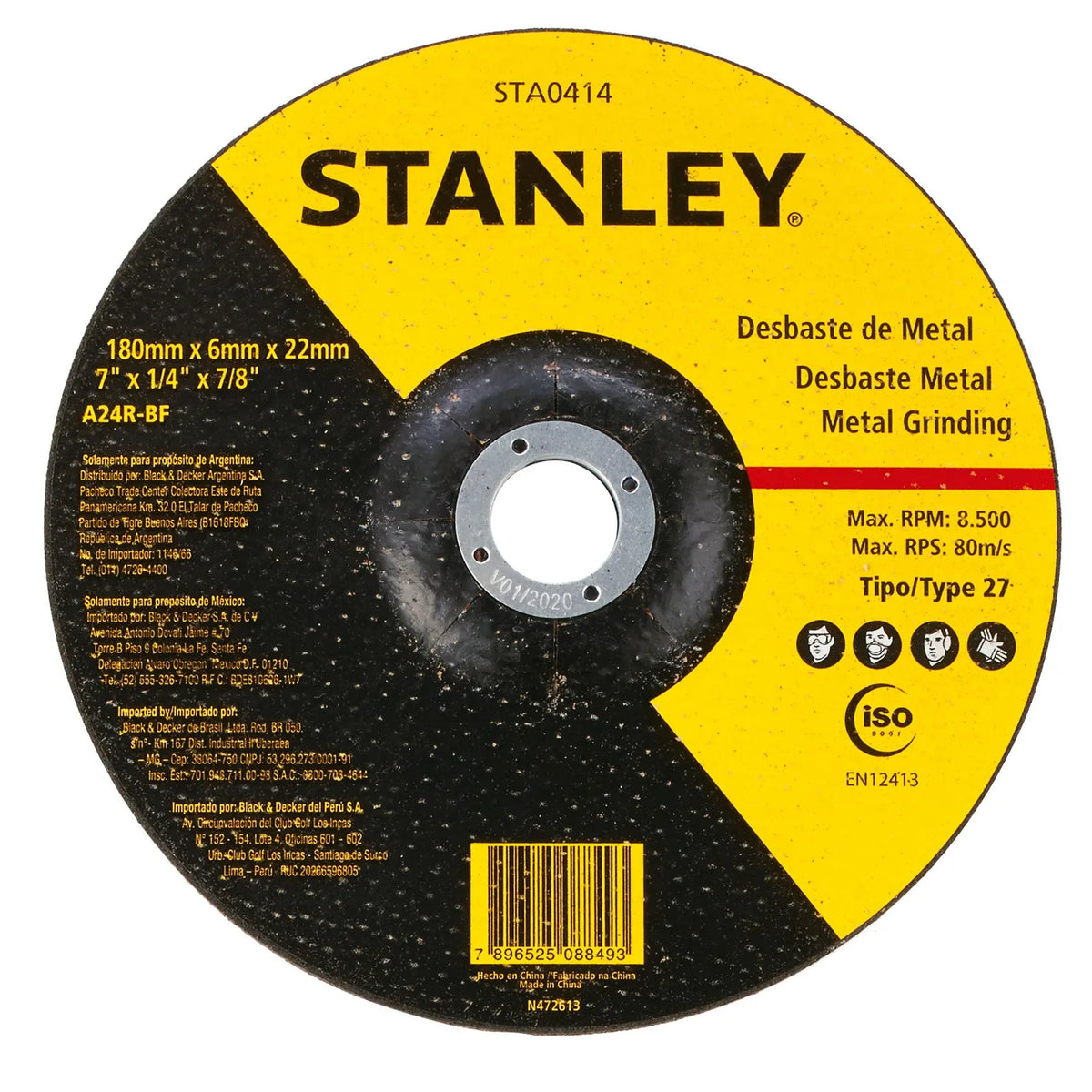 Disco desbaste metal 7’’ (178 x 6 x 22 mm) Tipo 27
