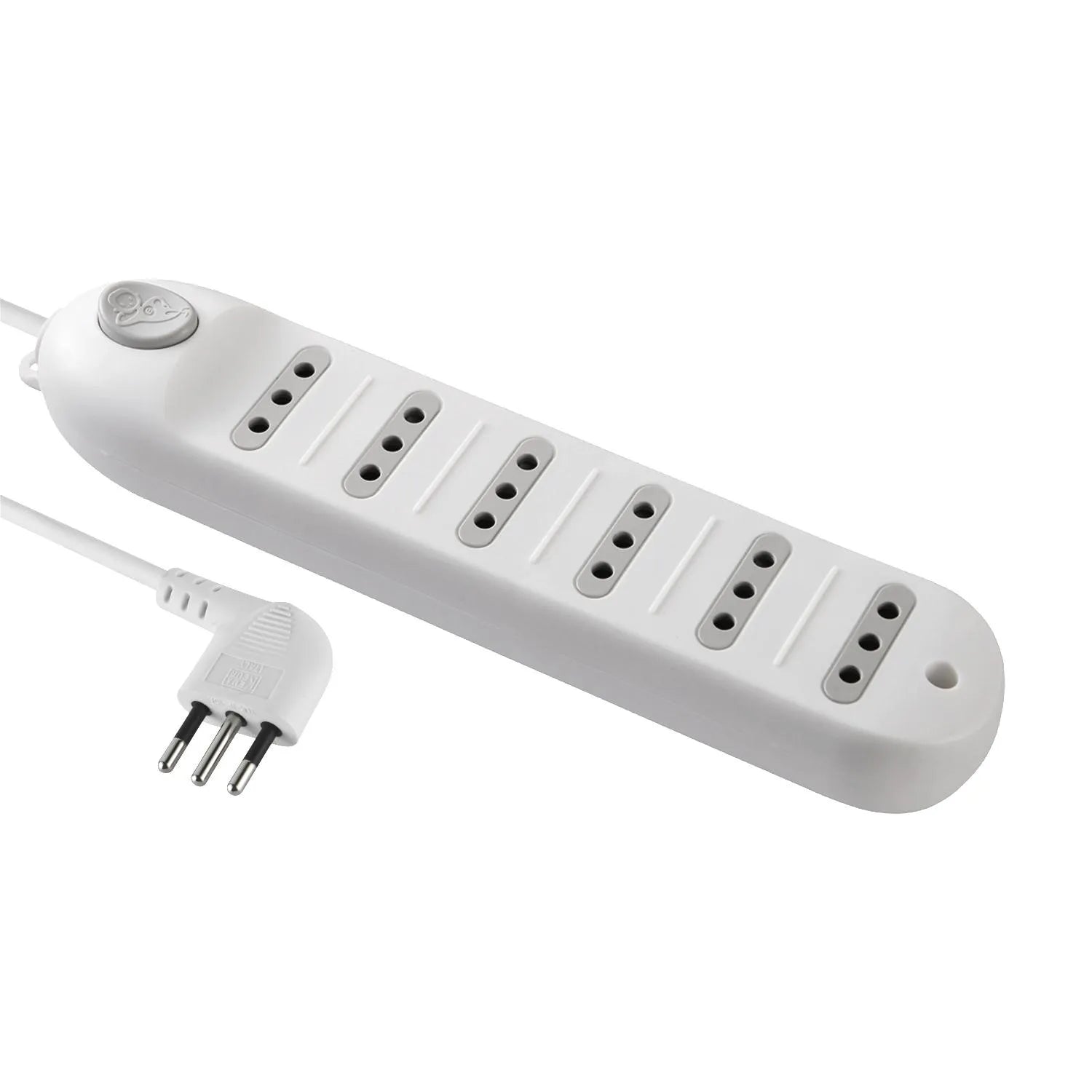 Alargador multiple 6 tomas, 5 metros, c/switch blanco