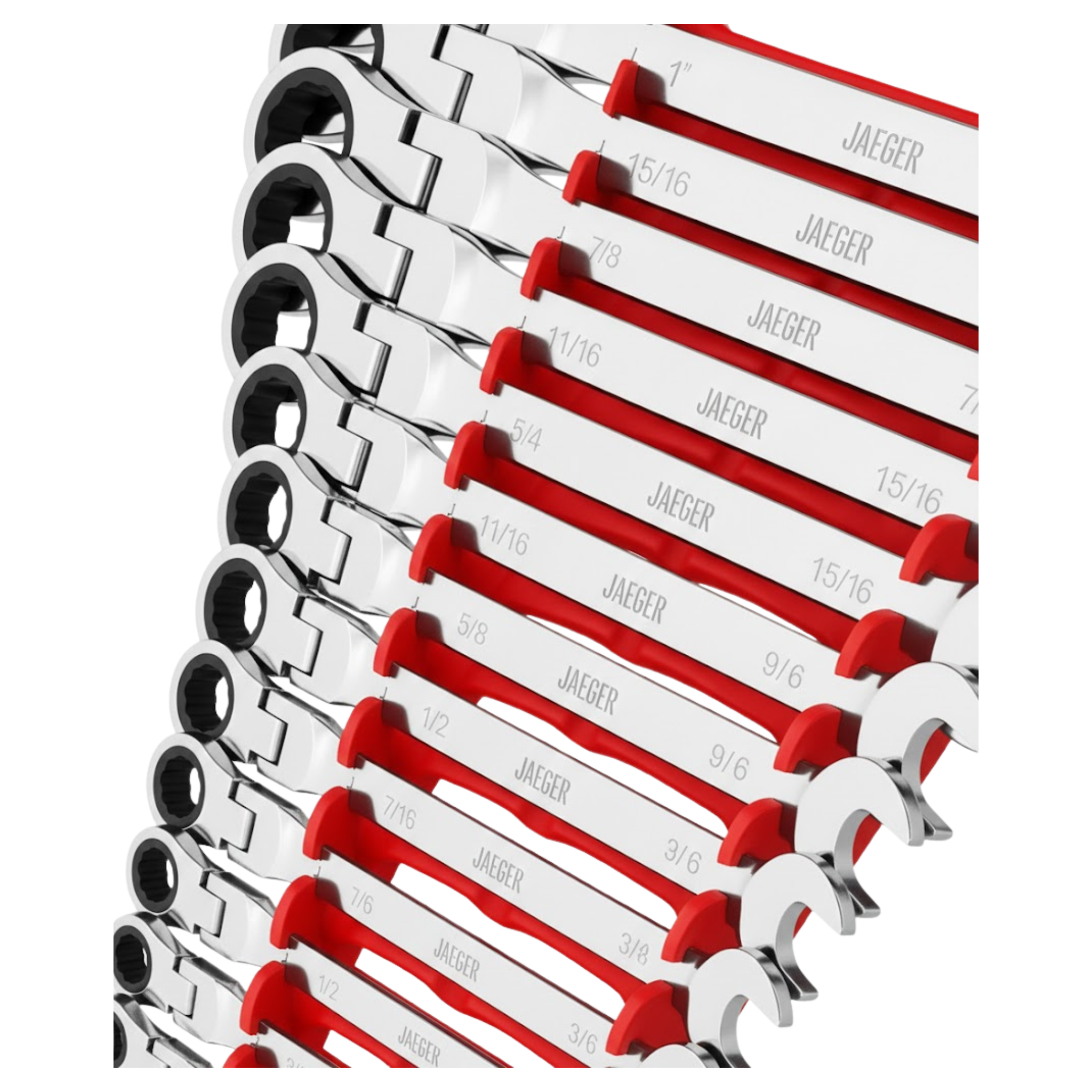 Set llaves punta corona con chicharra 16 piezas SAE Pulgadas 1/4” a 1”