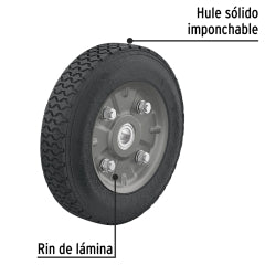 RUEDA P/CARRO  T/ YEGUA COMPLETA PRETUL (TRUPER) IMPONCHABLE 8" # RD-82  (45485)