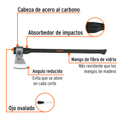HACHA TRUPER MEDIA LABOR 4 LBS. # ML-4M C/MANGO FIBRA 36