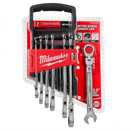JUEGO DE LLAVES CON CHICHARRA ARTICULADA MM 7PZS  MILWAUKEE