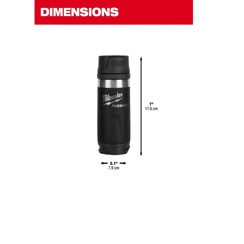 BOTELLA TERMICA NEGRA PACKOUT 12 OZ MILWAUKEE 48-22-8391B