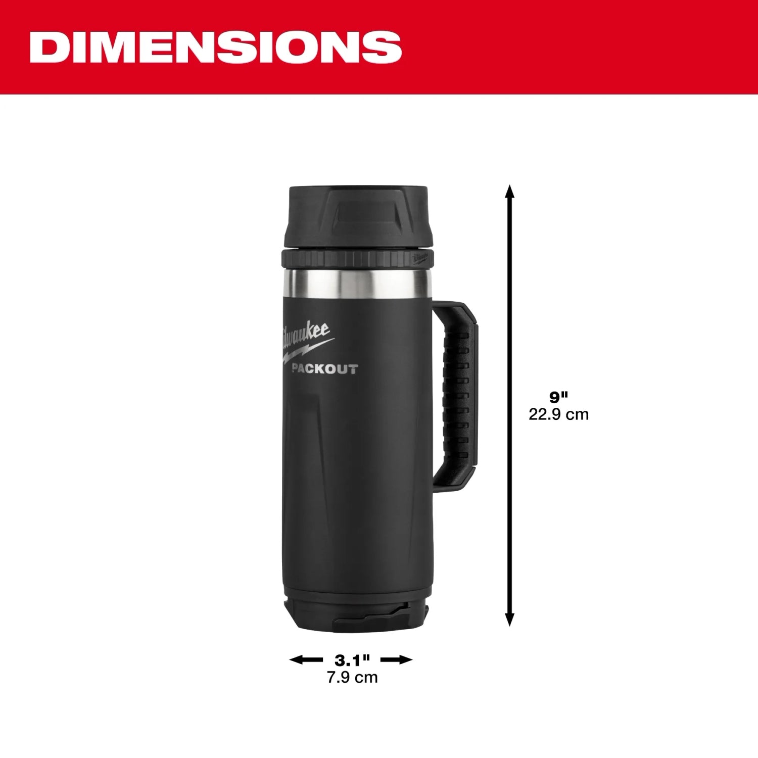 VASO TERMICO NEGRO PACKOUT 18 OZ MILWAUKEE 48-22-8394B