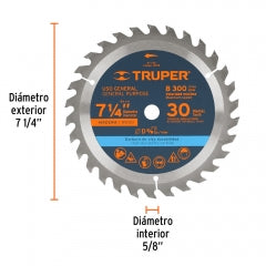 SIERRA CIRCULAR TRUPER P/MADERA 7.1/4" X 30 DTS. #ST-730 (18318)