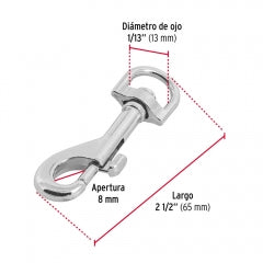 MOSQUETON C/DESTORCEDOR FIERO (TRUPER) DE ZINC 2 1/2