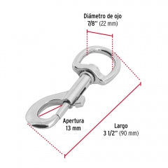 MOSQUETON C/DESTORCEDOR FIERO TRUPER DE ZINC 3 1/2