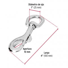 MOSQUETON C/DEST. FIERO (TRUPER) DE ZINC 4" #BDZ-4.1/4 (44033)