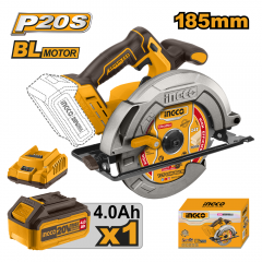 SIERRA CIRCULAR INGCO INALAMBRICA 20V 185 MM C/BAT Y CARGADOR #CSLI18511 (C)