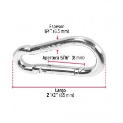 MOSQUETON FIERO (TRUPER) FIJO ACERO 1/4" # BMA-1/4 (BANMOS-1/4) (44038)