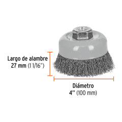 ESCOBILLA TRUPER DE COPA 4" P/ESMERIL EJE 5/8" MULTI-ROSCA #CO-510MR (100858)