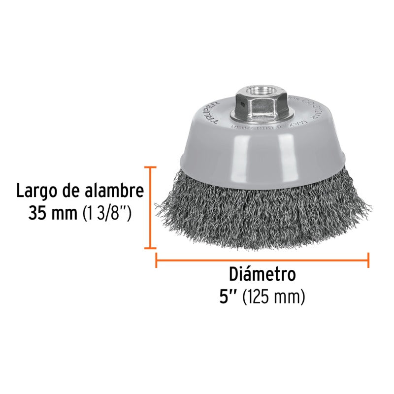 ESCOBILLA TRUPER DE COPA 5"" P/ESMERIL EJE 5/8" MULTI-ROSCA #CO-512MR (100859)