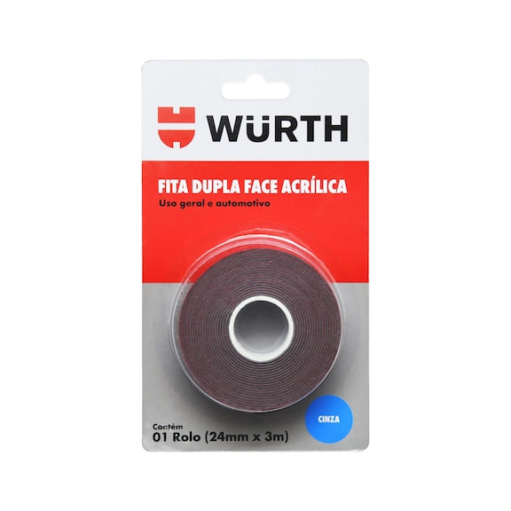 CINTA DOBLE FAZ GRIS 24MMX3M - WURTH
