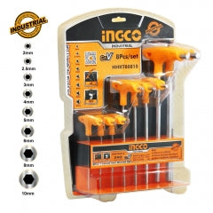 LLAVE ALLEN INGCO TIPO T  INDUSTRIAL 2 - 10 MM JGO 8 PZ #HHKT80818