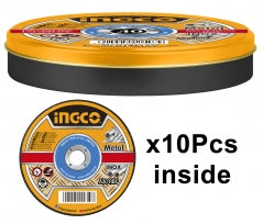 DISCO DE CORTE INGCO METAL/ACERO 115 MM JGO.10 PZAS  4 1/2 X1.2 X 7/8 #MCD121155