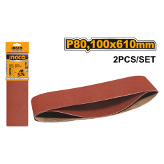 LIJA DE BANDA INGCO GRANO 80 100x610MM JGO.2 PZAS #  BSP020801