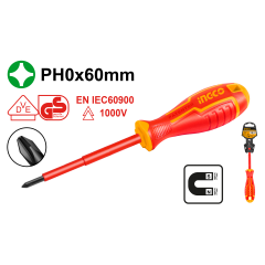 ATORNILLADOR INGCO ELECTRICO AISLADO 1000V PH0 X 60 MM  # HISD81PH060