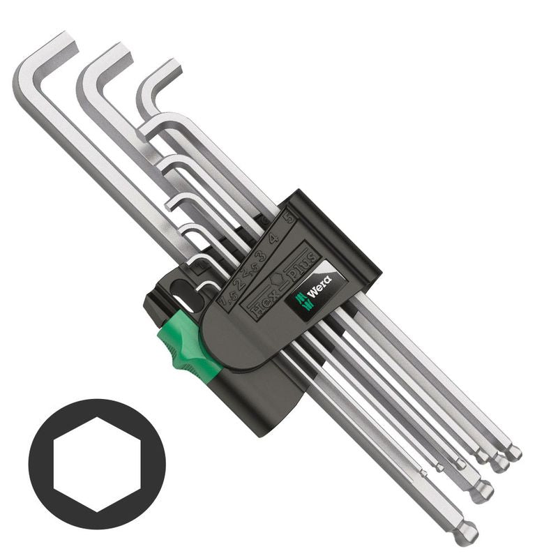 Set 9 Llaves Allen Hexagonales Métricas Extra-Cortas Cromadas