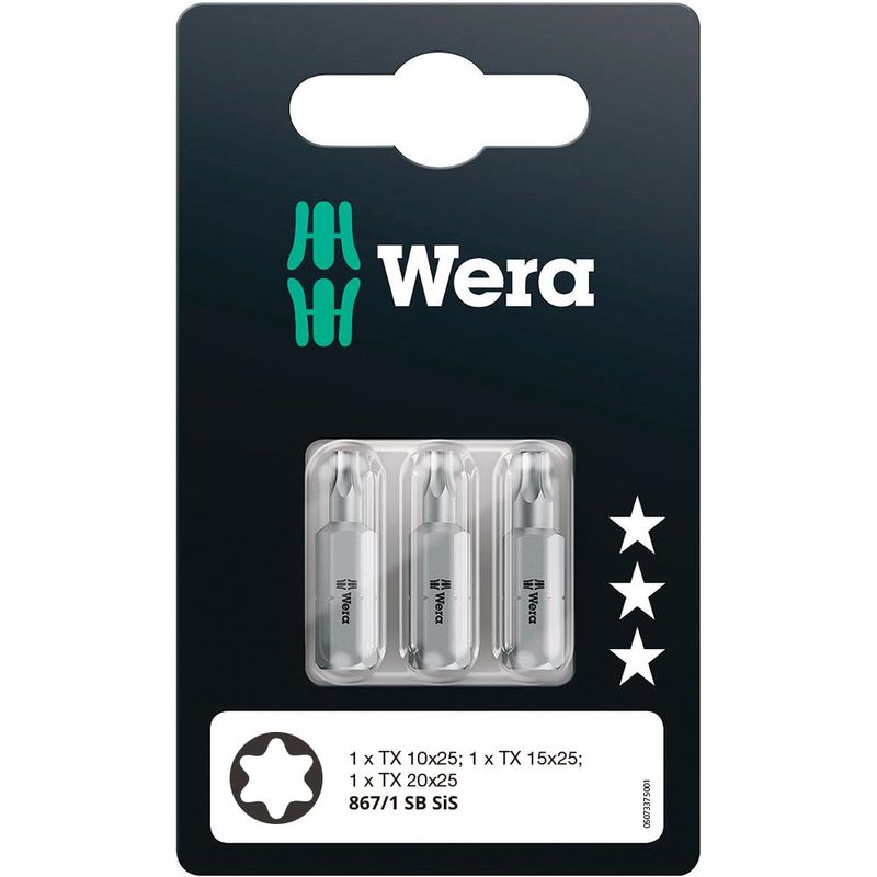Set 3 Puntas TORX® TX10 / TX15 / TX20 x 25 mm