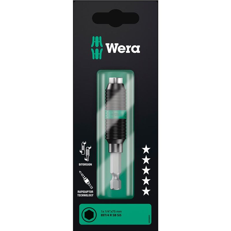 Porta Puntas Hex 1/4" x 75 mm con Imán Anular y Bitorsión