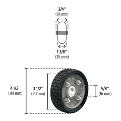 RUEDA P/CARRO T/ YEGUA PRETUL (TRUPER)  IMPONCHABLE 4.1/2" # RD-41  (45476)