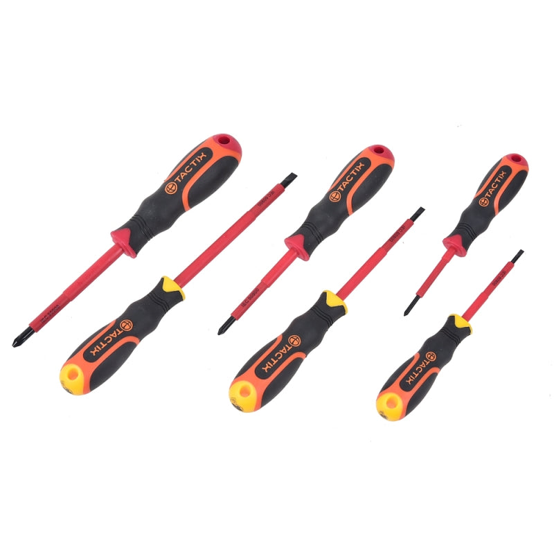 ATORNILLADOR TACTIX #205601 AISLADO 6 PZAS + PUNTAS (2 JUEGOS) (OF)