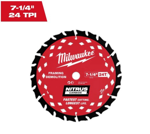 DISCO SIERRA CIRCULAR 7.1/4 DE 24T CONSTRUCCION MILWAUKEE