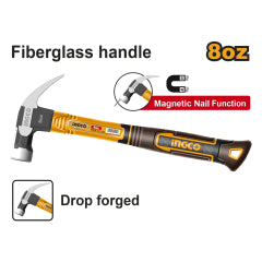 MARTILLO INGCO CARPIINTERO MAGNETICO C/MANGO FIBRA VIDRIO 220GRS./8OZ# HCH81008