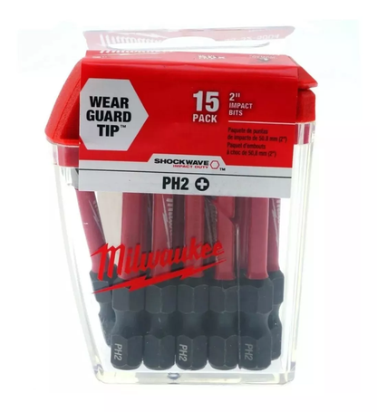 Set de puntas de impacto 2" PH2 Shockwave 15 piezas Milwaukee