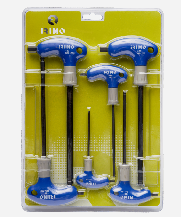 Juego de destornilladores Allen mango en T con punta en bola, 6 piezas