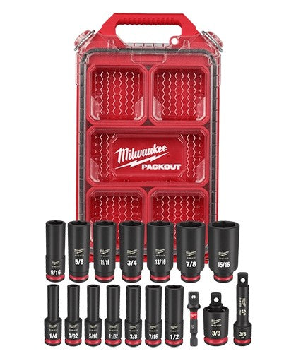 JUEGO DE DADOS DE IMPACTO PACKOUT 17PZS PULG 3/8 MILWAUKEE