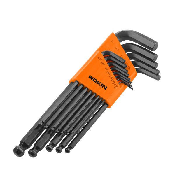 Set llaves Allen brazo largo con punta de bola 13 piezas Wokin