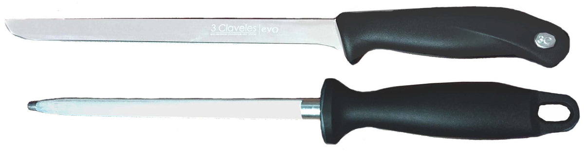 CUCHILLO TRES CLAVELES JAMONERO EVO 25 CM Y ASTIL 20 CM # 1721 (1699)