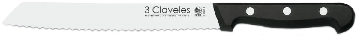 CUCHILLO TRES CLAVELES # 920 INOX MGO ABS 20CMS PANERO(OF)