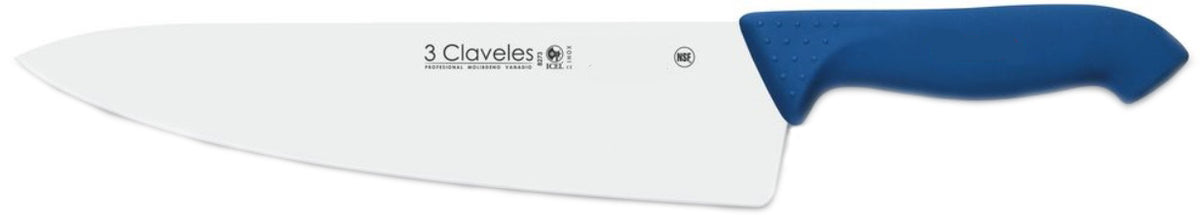 CUCHILLO TRES CLAVELES # 1334  PROFLEX MGO.AZUL 20 CMS COCINERO