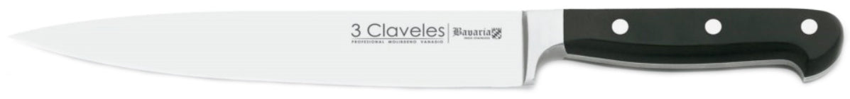 CUCHILLO TRES CLAVELES # 1596 INOX FORJADO M/ALEMAN TRINCHAR  25 CMS(OF)