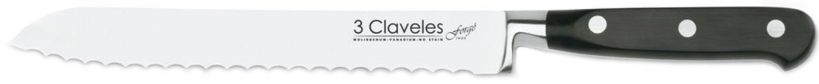 CUCHILLO TRES CLAVELES # 1567 INOX FORJADO EN CALIENTE PANERO 20CM(OF)