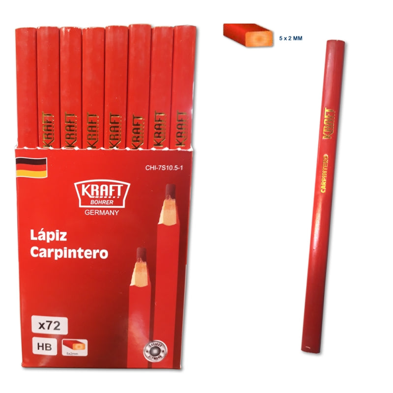 LAPIZ CARPINTERO KRAFT BOHRER NEGRO - CAJA 72 PZAS.