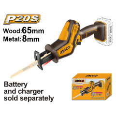 SIERRA SABLE INGCO INALAMBRICA 20V S/BAT.  S/CARGADOR  #CRSLI6508  (C)