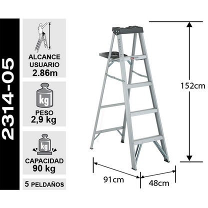 ESCALERA ALUMINIO TIJERA 5 PELDA OS 90 KG CUPRUM