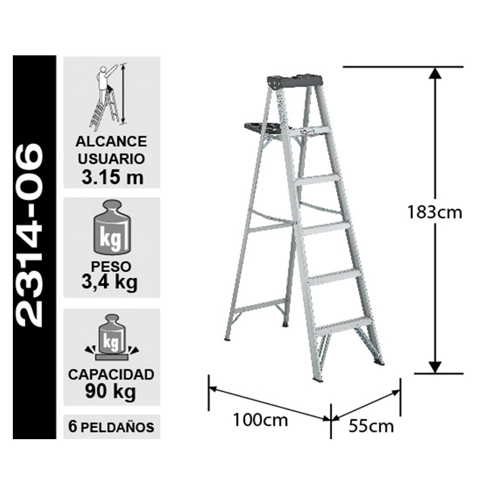 ESCALERA ALUMINIO TIJERA 6 PELDA OS CUPRUM