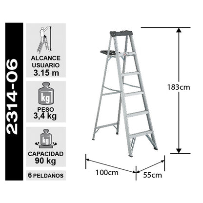 ESCALERA ALUMINIO TIJERA 6 PELDA OS CUPRUM