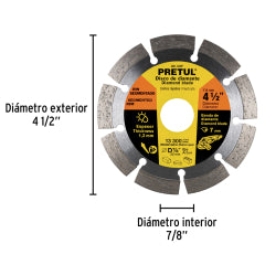 DISCO CORTAR PRETUL (TRUPER) DIAMANTADO SEGMENT # DID-345P  4.1/2"  (27032)