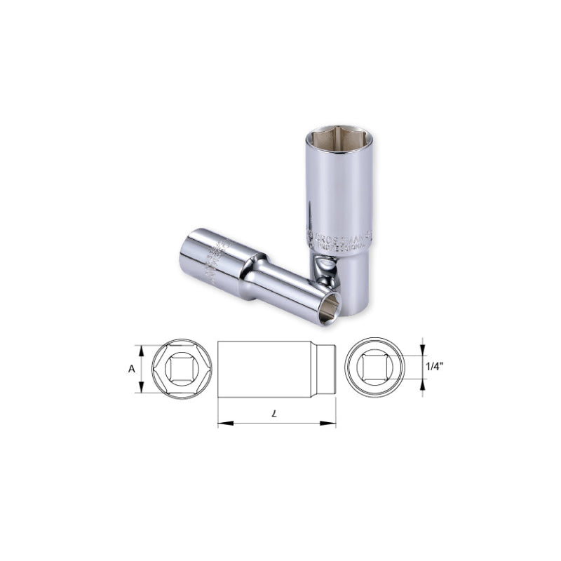 DADO CROSSMAN 1/4 DR 6 PTA. LARGO 14 MM # 96-289