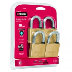 CANDADO TRUPER 40 MM GANCHO CORTO C/LLAVE JGO. 4 PZS # CL-40X4 (43445)