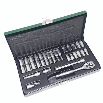 Juego de dados #2626MP 1/4 DR. CAJA METAL JGO. 26 PZS (OF)